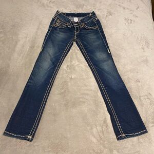 True Religion Dark Blue, Low Rise, Straight Leg, Women's Jeans